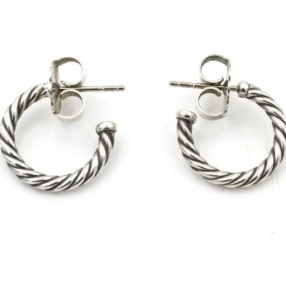 Vintage David Yurman Sterling DY Elements Black Onyx Drop Earrings - Picture 2 of 6